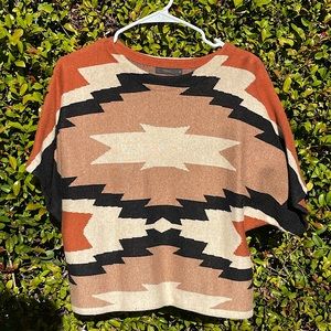 Boxy Southwest Print Sweater Shirt